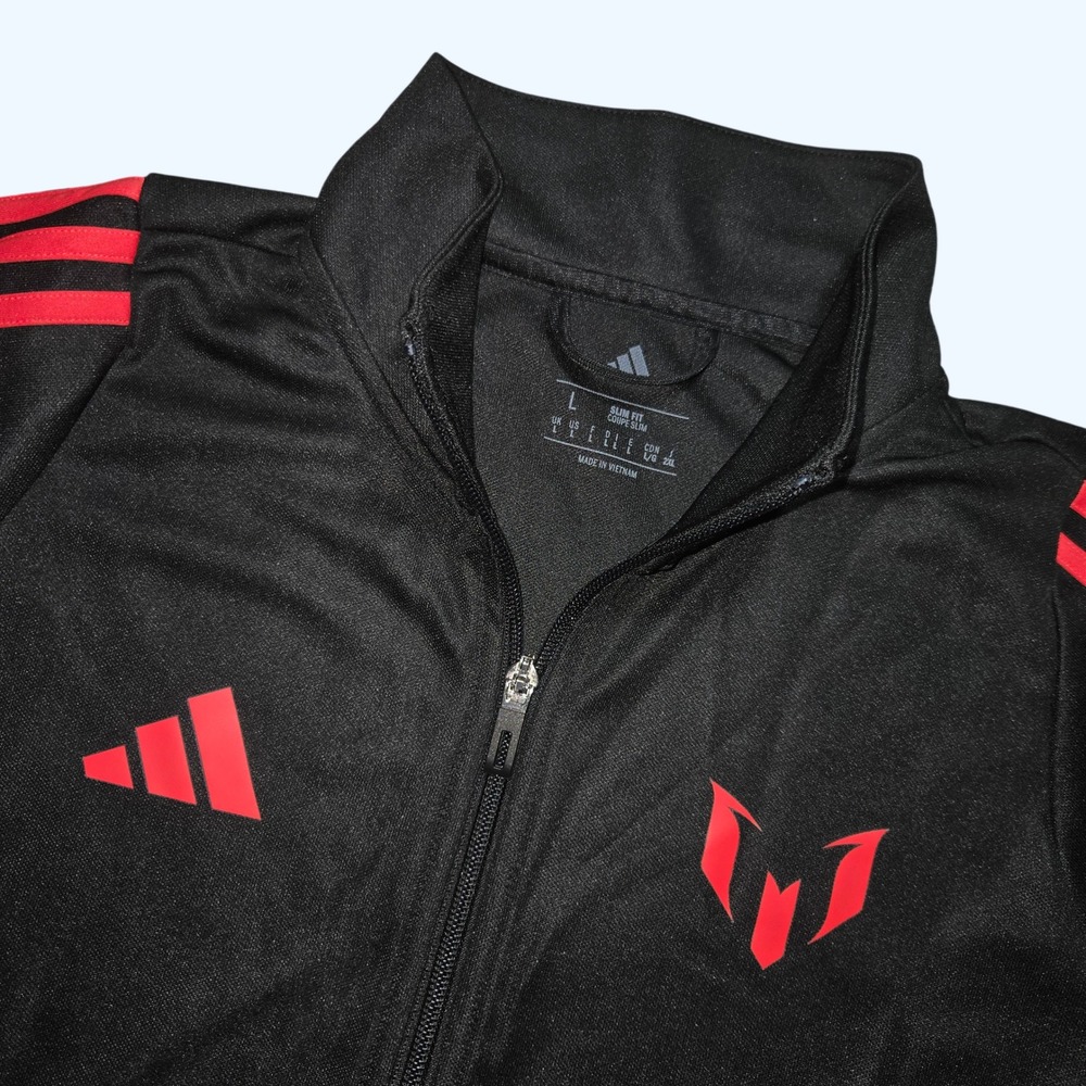 Adidas Lionel Messi Training Track Jacket Black Red Slim Fit Mens Large JY9519